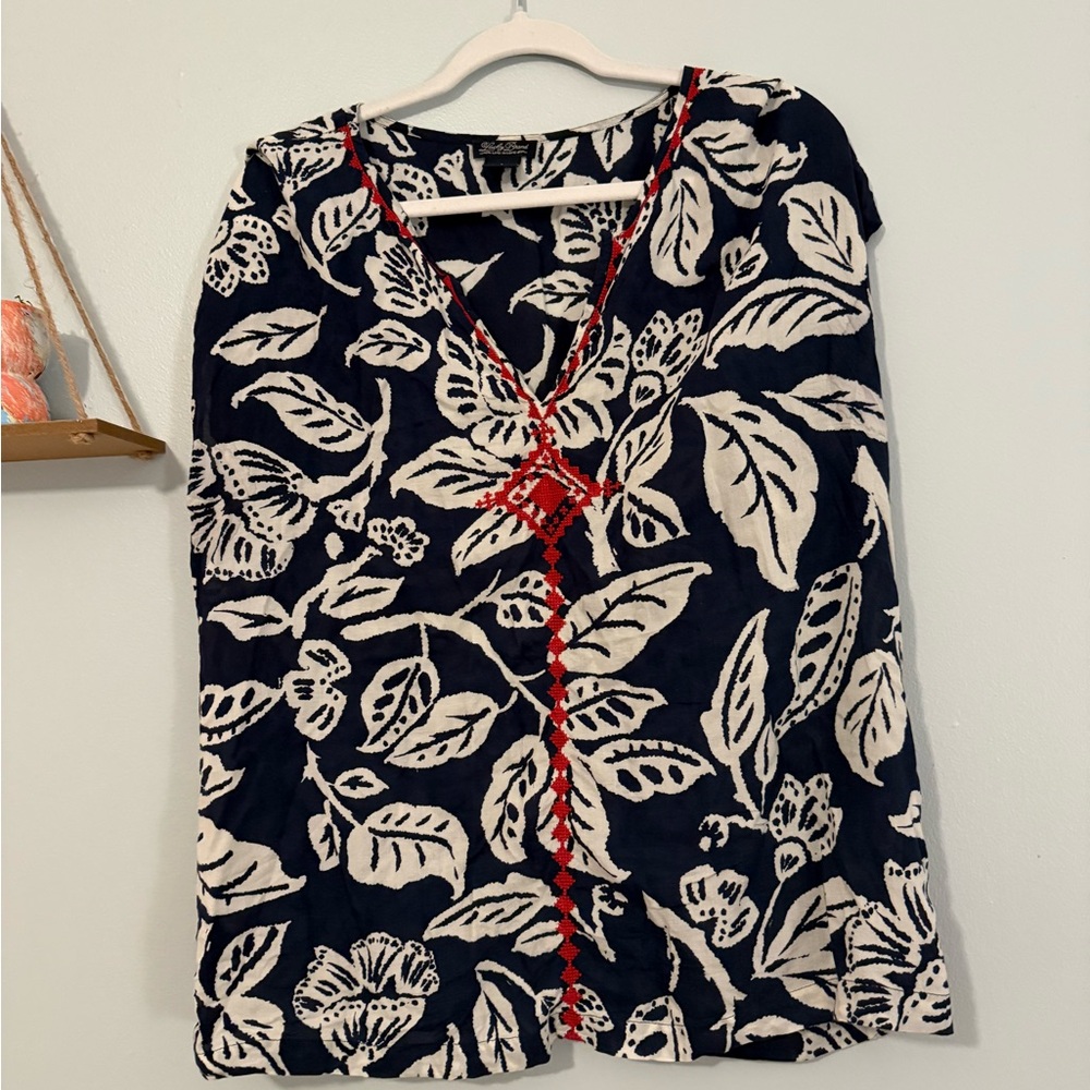 Lucky Brand Navy Botanical Sleeveless Top